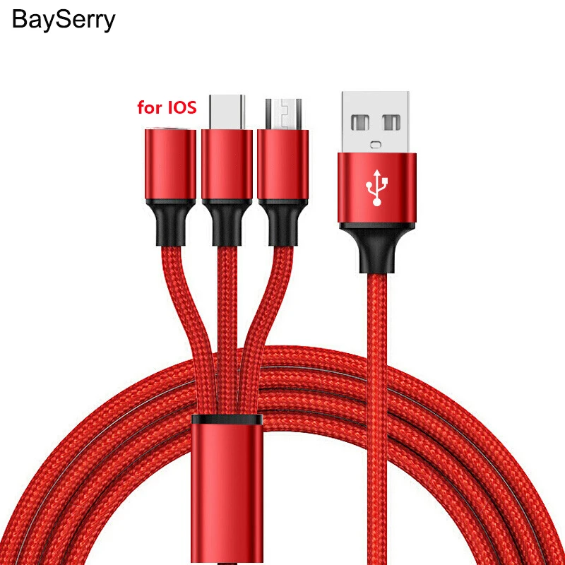 BaySerry 3 в 1 8Pin USB Type C Micro кабель для iPhone 13 12 11 Pro Samsung S21 Xiaomi Huawei кабели быстрой зарядки |