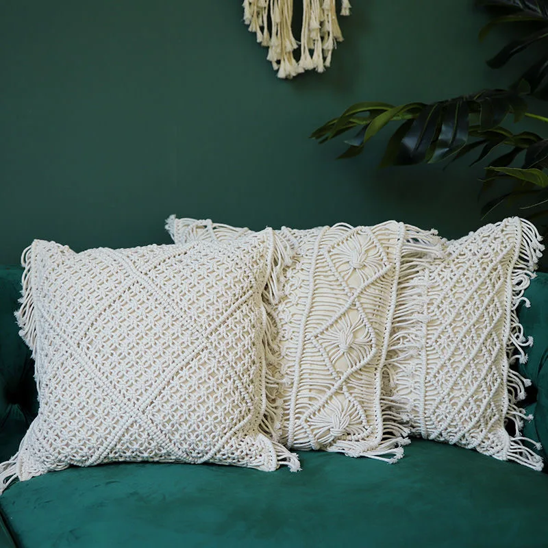 Macrame Geometric Cushion Cover - Boho Tassel Pillowcase 45x45cm 1 H3121b6fdf16f4b1b8ac08b1c4986717cE