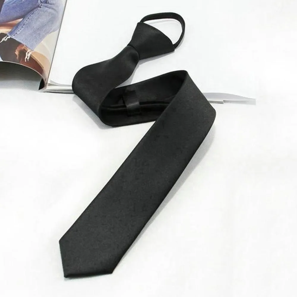 Черный Простой галстук с клипсой для защиты двери стюарда матовый черный
