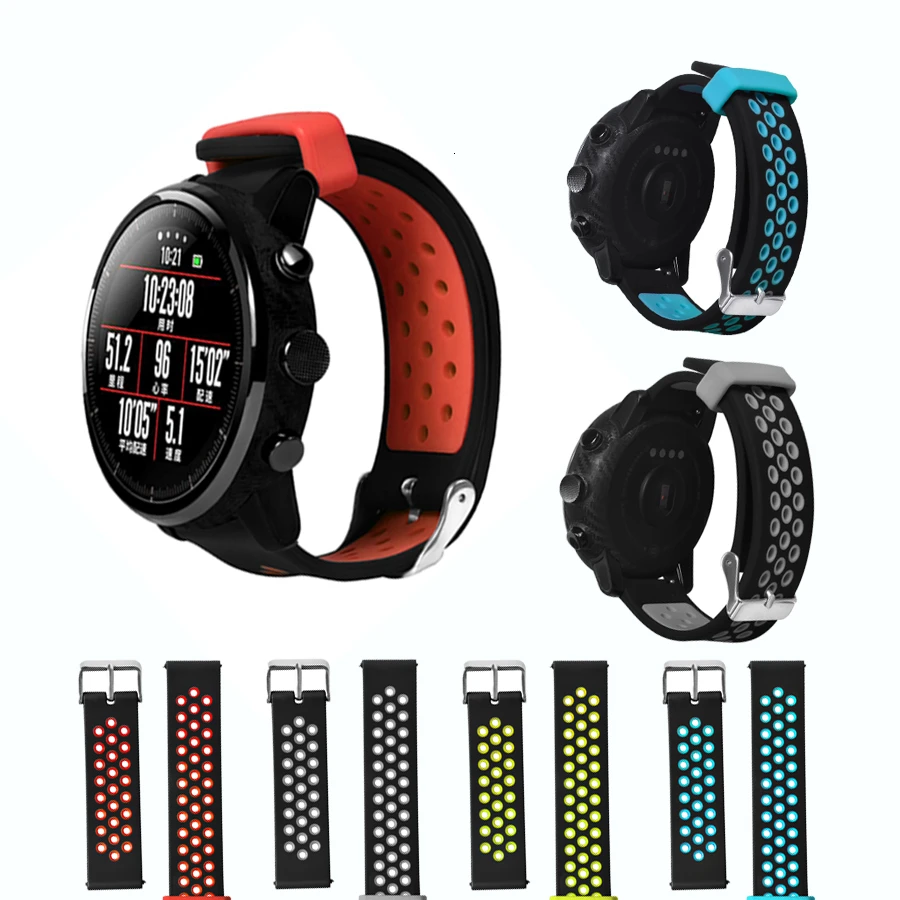 

Applicable Huami Amazfit Stratos Silicone Strap Replacement Strap, Xiaomi Amazfit Pace / Stratos 22S Strap 22mm Sports Strap