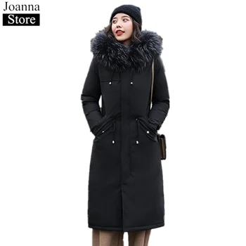 Winter Long Parkas Jacket Women Fur Collar Hooded Thick Slim Cotton Clothing Female Plush Lining Warm Plus Size Lady Black Coats
Winter Long Parkas Jacket Women Fur Collar Hooded Thick Slim Cotton Clothing Female Plush Lining Warm Plus Size Lady Black Coats