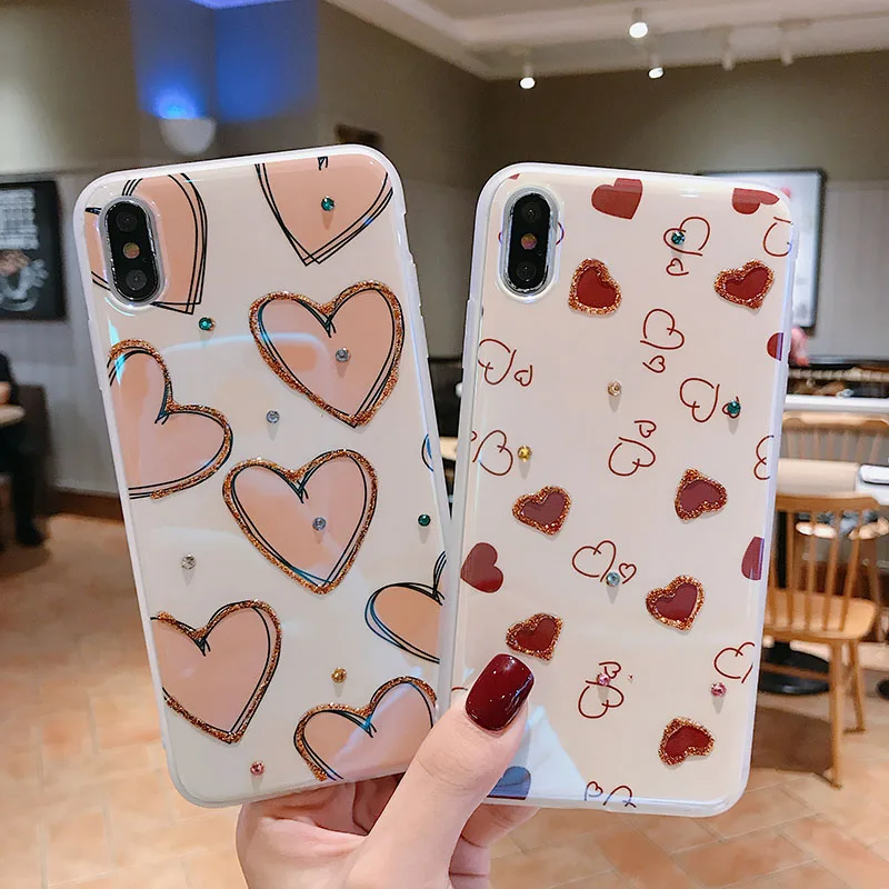 Cartoon Cute Little love heart Blu-ray Soft silicon Phone Case for iPhone7 6 6s 8Plus X XR XS MAX Drops of glue phone case capa
Cartoon Cute Little love heart Blu-ray Soft silicon Phone Case for iPhone7 6 6s 8Plus X XR XS MAX Drops of glue phone case capa