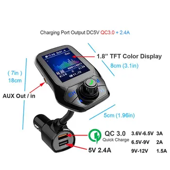 T43 Car Multifunctional Color Screen Wireless Car Charger Mp3 Player 90 Degree Rotation Design Dual Usb Charger 1 Pcs
T43 Car Multifunctional Color Screen Wireless Car Charger Mp3 Player 90 Degree Rotation Design Dual Usb Charger 1 Pcs