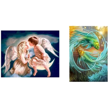 2 Set Diy 5D Diamond Painting Embroidery Cross-Stitch Rhinestone Home Decor, Animal Fish & Angel Boy and Girl
2 Set Diy 5D Diamond Painting Embroidery Cross-Stitch Rhinestone Home Decor, Animal Fish & Angel Boy and Girl