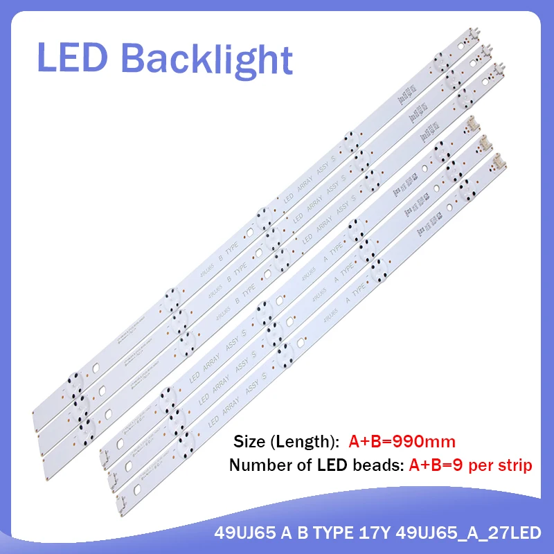 

6pcs LED backlight for LG 49UJ701V 49UJ630 49LJ614V 49UJ634V 49UJ670 49UJ651V 49UJ670V 17Y 49LJ61 49LH61 49UJ65_A B_27LED