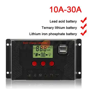 Solar Charge Controller 10A 20A 30A VRLA Lithium Cell Battery Charger 12V 24V Auto PWM Controller Solar Cell Panel PV Regulator
Solar Charge Controller 10A 20A 30A VRLA Lithium Cell Battery Charger 12V 24V Auto PWM Controller Solar Cell Panel PV Regulator