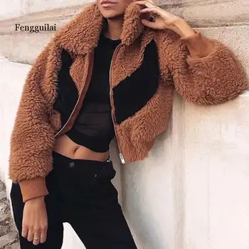 Fengguilai Autumn Winter Turn Down Collar Fur Black Brown Patchwork Thick Cropped Jacket Women Slim Coat
Fengguilai Autumn Winter Turn Down Collar Fur Black Brown Patchwork Thick Cropped Jacket Women Slim Coat