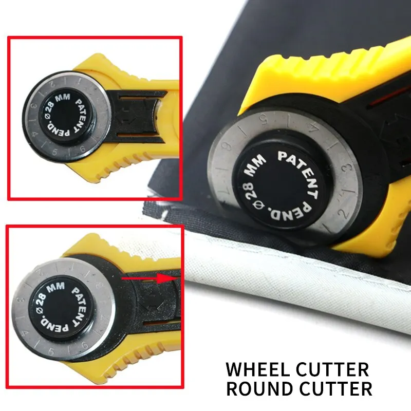 28mm Patchwork Roller Wheel Round Knife Cloth Cutting Knife Knife Leather Craft Fabrics Rotary Cutter For Leather Fabrics
28mm Patchwork Roller Wheel Round Knife Cloth Cutting Knife Knife Leather Craft Fabrics Rotary Cutter For Leather Fabrics