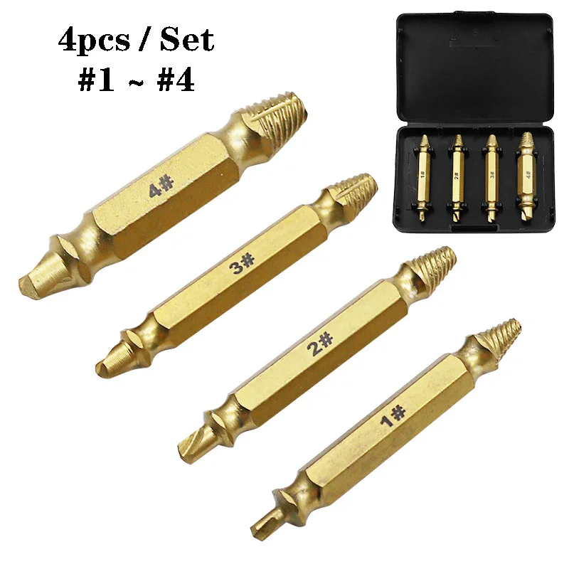 Titanium plating Damaged Screw Extractor Drill Bits Guide Set Broken Speed Out Easy out Bolt Stud Stripped Screw Remover Tool
Titanium plating Damaged Screw Extractor Drill Bits Guide Set Broken Speed Out Easy out Bolt Stud Stripped Screw Remover Tool