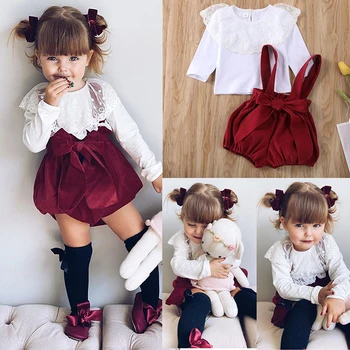 Girls Autumn Thin Outfits 2PCS Lace Ruffles Collars Long Sleeve Tops + Solid Suspender Short Pants Girls Casual Sets
Girls Autumn Thin Outfits 2PCS Lace Ruffles Collars Long Sleeve Tops + Solid Suspender Short Pants Girls Casual Sets
