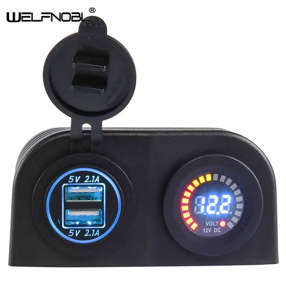 Colorful Digital Display Power Voltmeter Electronic Dual USB Car Charger with Led
Colorful Digital Display Power Voltmeter Electronic Dual USB Car Charger with Led