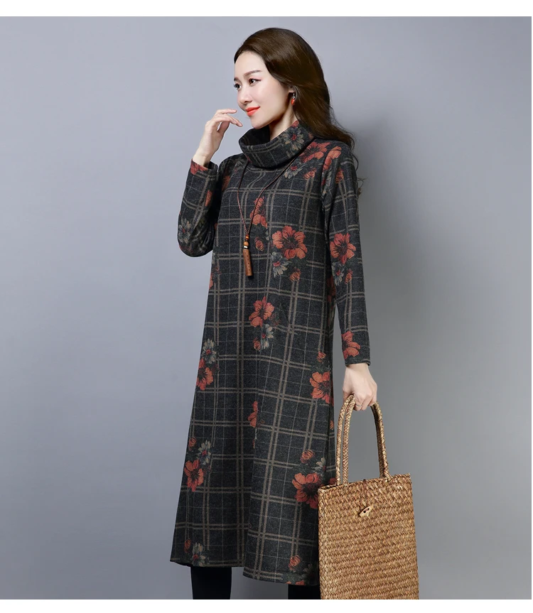 P Ammy Women's Retro Wool Turtle Neck Checkered Floral Jersey Jumper Dress 2019 Warm Long Sleeve Blanket Tunics Winter pullover
P Ammy Women's Retro Wool Turtle Neck Checkered Floral Jersey Jumper Dress 2019 Warm Long Sleeve Blanket Tunics Winter pullover