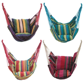 Striped Canvas Outdoor Travel Camping Garden Hanging Hammock Chair Home Bedroom Dormitory Adults Kids Swing Seat with 2 Pillows
Striped Canvas Outdoor Travel Camping Garden Hanging Hammock Chair Home Bedroom Dormitory Adults Kids Swing Seat with 2 Pillows