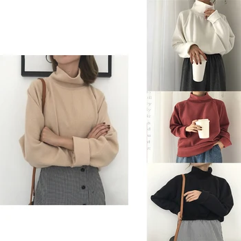 2020 new ladies fashion high neck sweater sweater autumn and winter knitted casual loose long sleeve sweater 
2020 new ladies fashion high neck sweater sweater autumn and winter knitted casual loose long sleeve sweater