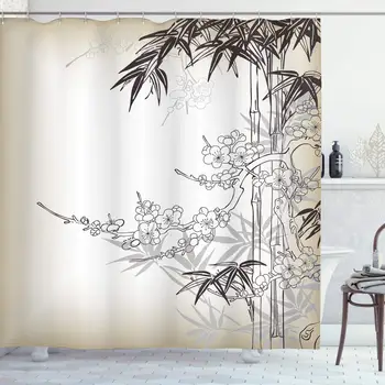 Japanese Bamboo Decor Collection, Abstract Tree and Bamboo Pattern Floral Leaf Design, Polyester Fabric Bathroom Shower Curtain
Japanese Bamboo Decor Collection, Abstract Tree and Bamboo Pattern Floral Leaf Design, Polyester Fabric Bathroom Shower Curtain