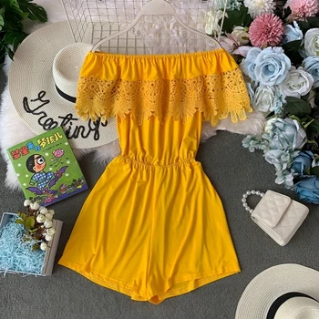 2020 Summer Slash Neck Hollow Out Rompers Elegant White Yellow Beach Party Playsuit Casual Short Sleeve Sexy Boho Women Jumpsuit
2020 Summer Slash Neck Hollow Out Rompers Elegant White Yellow Beach Party Playsuit Casual Short Sleeve Sexy Boho Women Jumpsuit