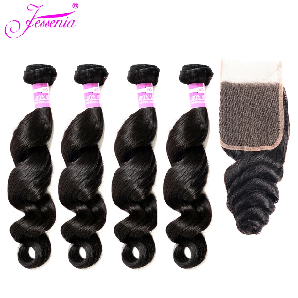 Loose Wave Bundles With Closure Brazilian Hair Bundles With Closure Remy Human Hair 4 Bundles With Lace Closure Natural Black
Loose Wave Bundles With Closure Brazilian Hair Bundles With Closure Remy Human Hair 4 Bundles With Lace Closure Natural Black