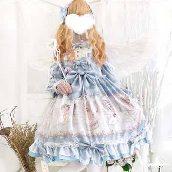 Lolita Dress Pink Bowknot Collar Long Sleeve Kawaii Girl Lolita Dresses God of Love OP Loli Lol Cos Dresses with Headband 
Lolita Dress Pink Bowknot Collar Long Sleeve Kawaii Girl Lolita Dresses God of Love OP Loli Lol Cos Dresses with Headband