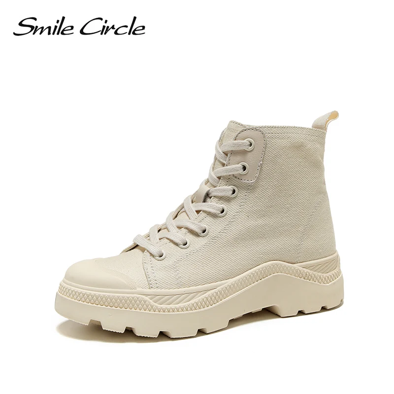 Smile Circle Ankle boots Women canvas flat Platform shoes Lace-up Autumn Fashion British style Low heel Ladies Short boots
Smile Circle Ankle boots Women canvas flat Platform shoes Lace-up Autumn Fashion British style Low heel Ladies Short boots