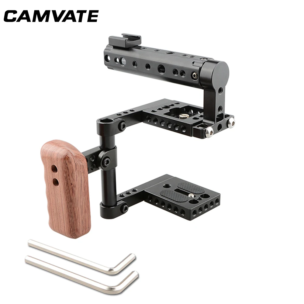CAMVATE BMPCC Quick Release Camera Half Cage With Wood Grip (Left) & cold shoe mount &Top Handle Grip for DSLR Camera Cage Rig
CAMVATE BMPCC Quick Release Camera Half Cage With Wood Grip (Left) & cold shoe mount &Top Handle Grip for DSLR Camera Cage Rig