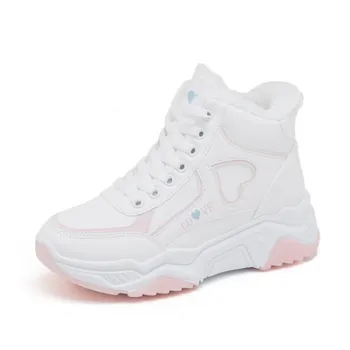 women's Outdoor White shoes plush inside warm winter sneakers casual ladies high platform height increasing Running shoes woman 
women's Outdoor White shoes plush inside warm winter sneakers casual ladies high platform height increasing Running shoes woman