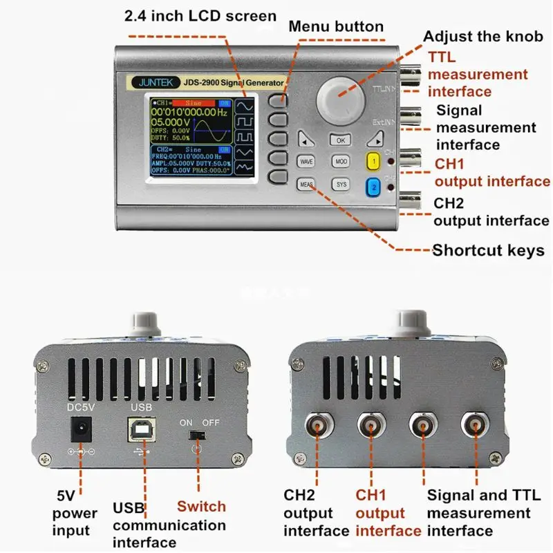 2-Channel DDS Signal Generator Counter Frequency 15 MHz Signal Source JDS2900 EU
2-Channel DDS Signal Generator Counter Frequency 15 MHz Signal Source JDS2900 EU