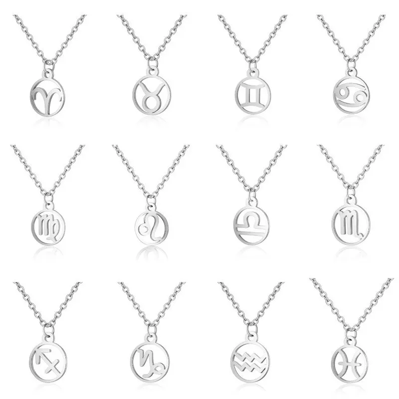 Classic 12 Constellations Stainless Steel Necklace Female Constellation Symbol Pendant Titanium Steel Necklace Fashion Jewelry
Classic 12 Constellations Stainless Steel Necklace Female Constellation Symbol Pendant Titanium Steel Necklace Fashion Jewelry