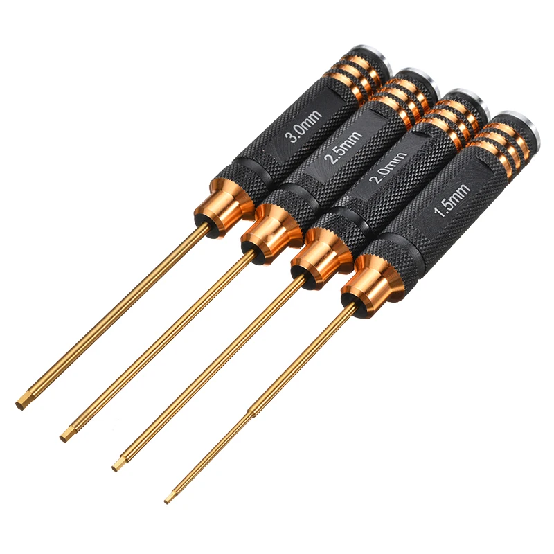 For Rc Helicopter Rc Toys Tools 4 pcs Hex Screw Driver Set Titanium Plating Hardened 1.5 2.0 2.5 3.0mm Screwdriver Mayitr
