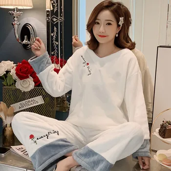Thick Warm Flannel Cute V-neck Pajama Sets for Women New Winter Long Sleeve Sleepwear Coral Velvet Homewear Pijama Mujer Clothes
Thick Warm Flannel Cute V-neck Pajama Sets for Women New Winter Long Sleeve Sleepwear Coral Velvet Homewear Pijama Mujer Clothes
