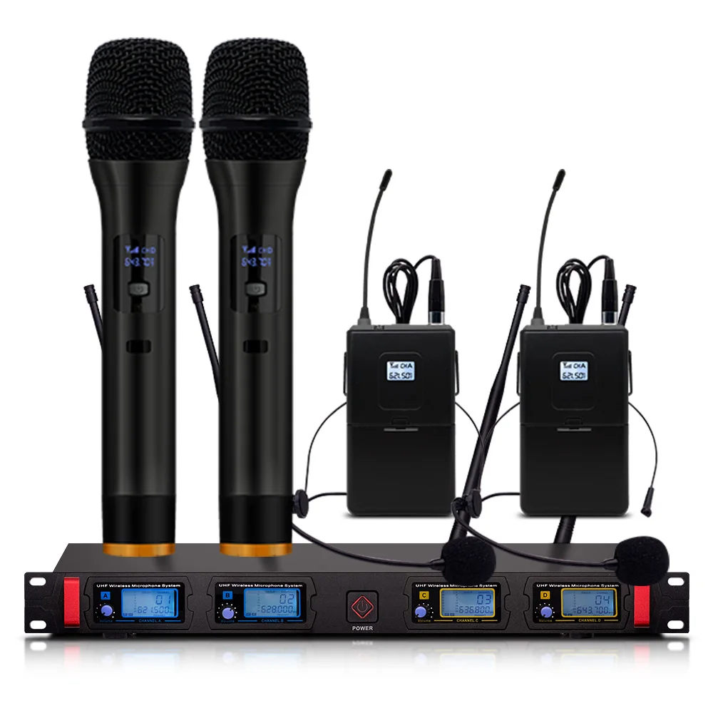 4-channel wireless microphone dynamic display system UHF karaoke system wireless 2 handheld 2 headset wireless microphone
4-channel wireless microphone dynamic display system UHF karaoke system wireless 2 handheld 2 headset wireless microphone