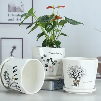 White Flower Pot Ceramic Large Nordic Simple Creative Personality with Tray Home Indoor Living Room Green Dill
White Flower Pot Ceramic Large Nordic Simple Creative Personality with Tray Home Indoor Living Room Green Dill