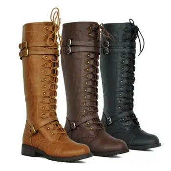 New Knee high Women Boots Autumn Winter Lace Up Vintage Flat Shoes Sexy Steampunk Leather Retro Buckle Ladies Snow Boots
New Knee high Women Boots Autumn Winter Lace Up Vintage Flat Shoes Sexy Steampunk Leather Retro Buckle Ladies Snow Boots