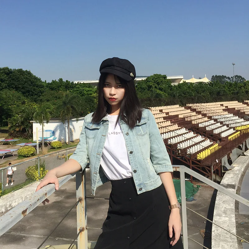 Jeans Coat Women's Short Slim Fit Korean-style Large Size New Style Slimming Students Three-quarter-length Sleeve Spring And Aut
Jeans Coat Women's Short Slim Fit Korean-style Large Size New Style Slimming Students Three-quarter-length Sleeve Spring And Aut