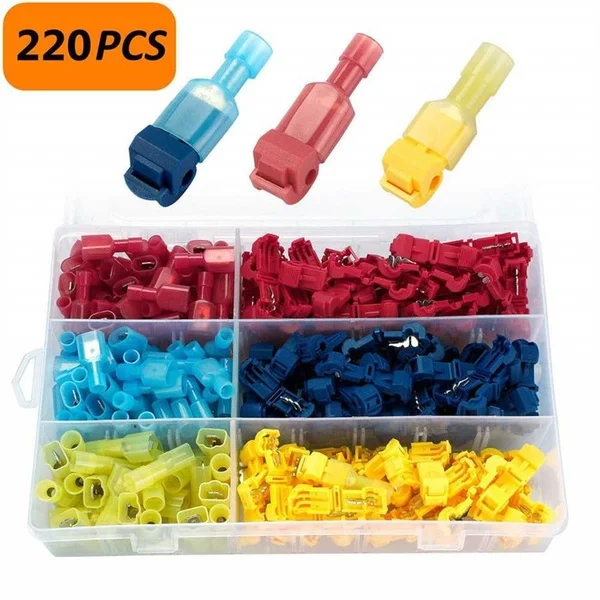 220pc Electrical Wire Cable Crimp Terminals Insulated Quick Splice Scotch Lock Red Blue Yellow Connectors
220pc Electrical Wire Cable Crimp Terminals Insulated Quick Splice Scotch Lock Red Blue Yellow Connectors