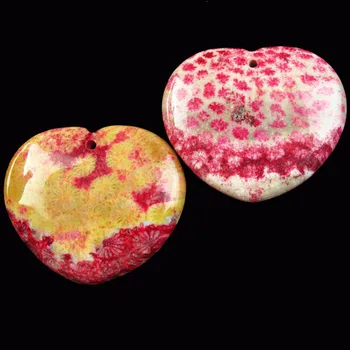 

Beautiful 2pcs Natural Red Nipomo Coral Heart Pendant Bead 43x39x8mm DP253