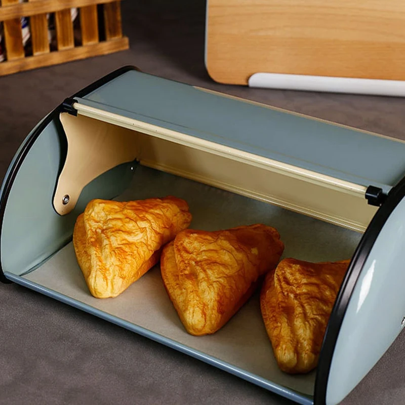 Retro Practical Iron Structure Decorative Bread Box Lightweight Snack Storage Roll Up Top Kitchen Rust Proof Home
Retro Practical Iron Structure Decorative Bread Box Lightweight Snack Storage Roll Up Top Kitchen Rust Proof Home