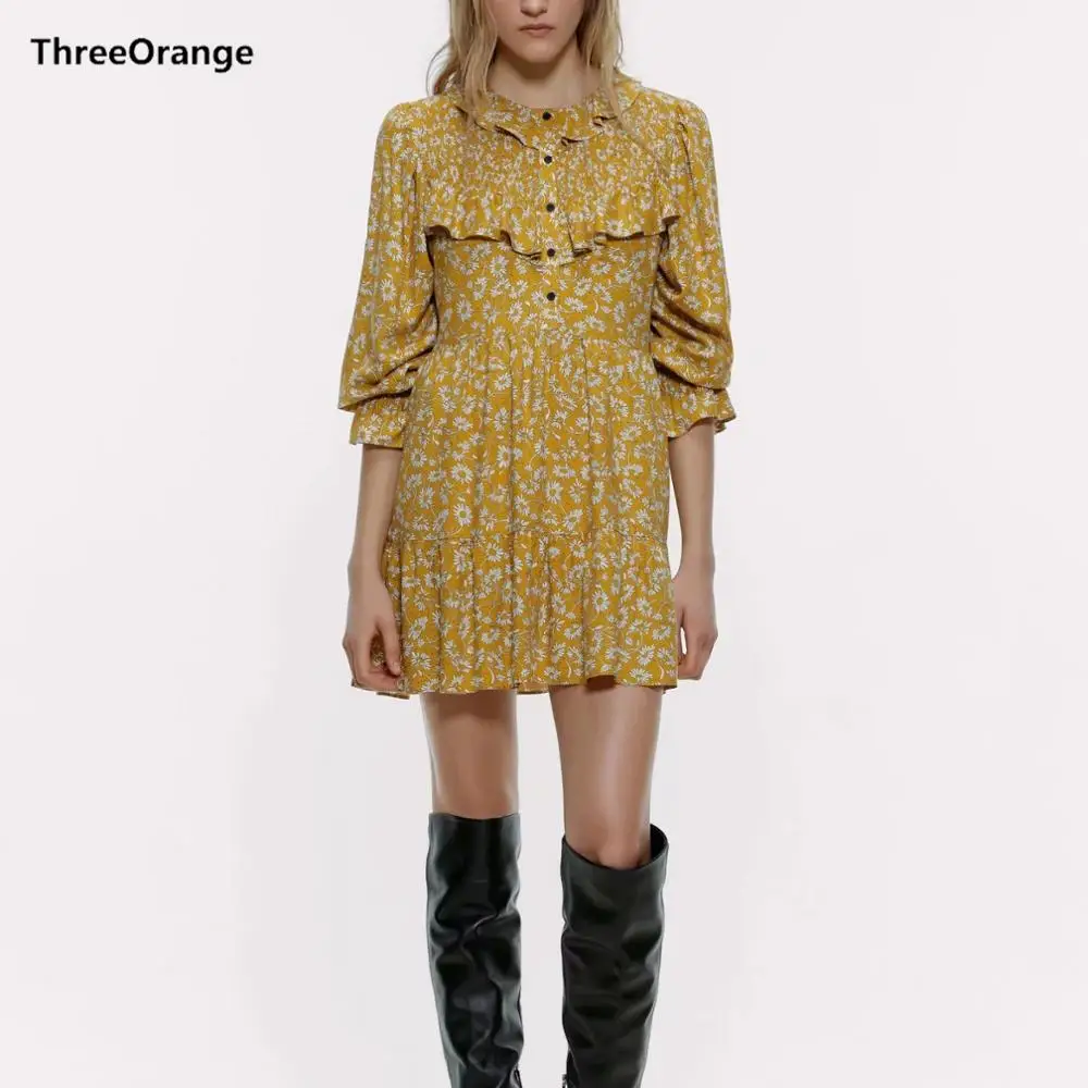 ZA 2020 spring new women yellow floral Print full sleeve pleated dress chic ladies fashion vintage vocation style female dresses
ZA 2020 spring new women yellow floral Print full sleeve pleated dress chic ladies fashion vintage vocation style female dresses