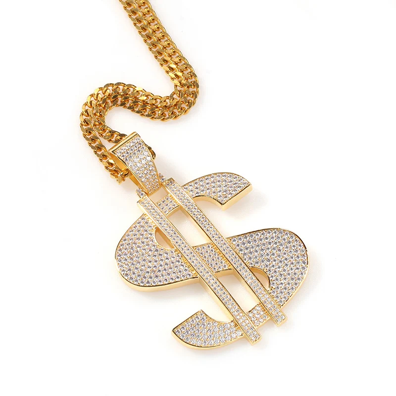 

Большая модель США Долларовые купюры Подвески со знаком Цепочки и ожерелья для Для мужчин в стиле «хип-хоп» с камнем AAA CZ Bling льдом, реперские кепки ювелирные изделия из золота Цвет