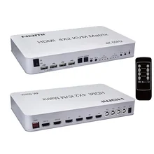4 in 2 out compatible USB 2.0 KVM Matrix 4K 60Hz 3D Splitter Audio Extractor Switcher for PC HDTV Monitor Keyboard Mouse
4 in 2 out compatible USB 2.0 KVM Matrix 4K 60Hz 3D Splitter Audio Extractor Switcher for PC HDTV Monitor Keyboard Mouse