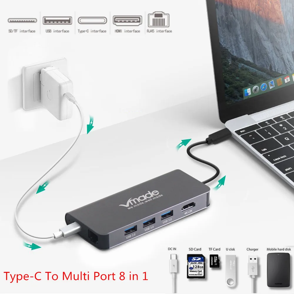 USB C HUB Type C To Multi Port 8 in 1 USB 3.0 HUB HDMI Adapter Dock 4K Thunderbolt 3 TF/SD Reader Slot PD Port Type C Hub
USB C HUB Type C To Multi Port 8 in 1 USB 3.0 HUB HDMI Adapter Dock 4K Thunderbolt 3 TF/SD Reader Slot PD Port Type C Hub