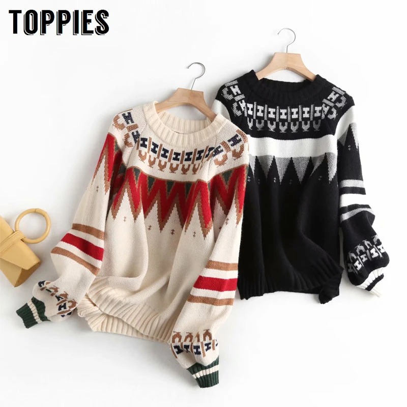 Autumn Winter Jacquard Tops Women Striped Knitted Sweater Lantern Sleeve Jumpers Round Neck Pullovers
Autumn Winter Jacquard Tops Women Striped Knitted Sweater Lantern Sleeve Jumpers Round Neck Pullovers