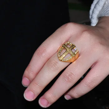 Hip Hop Bling Rhinestone Shield Cross Ring Size 8-12 Stainless Steel Anillo Hombre For Men Finger Accessories
Hip Hop Bling Rhinestone Shield Cross Ring Size 8-12 Stainless Steel Anillo Hombre For Men Finger Accessories