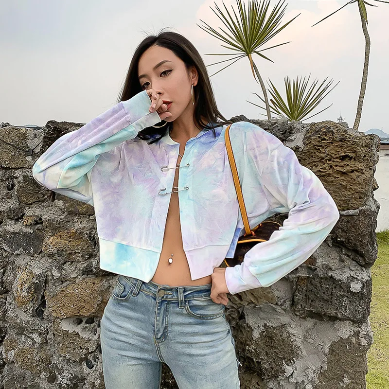 2020 Autumn New Contrasting Color Tie-Dye Casual Jacket Women's Safety Pin Sexy Long-Sleeved Temperament Top
2020 Autumn New Contrasting Color Tie-Dye Casual Jacket Women's Safety Pin Sexy Long-Sleeved Temperament Top
