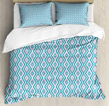 Geometric Duvet Cover Set Continuous Pattern with Nested Rhombuses Lines 3 Piece Bedding Set Dark Seafoam Baby Pink Sea Blue
Geometric Duvet Cover Set Continuous Pattern with Nested Rhombuses Lines 3 Piece Bedding Set Dark Seafoam Baby Pink Sea Blue