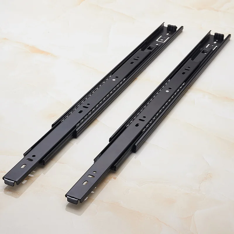 Black Runs Mute Three Tracks Wardrobe Cabinet Drawer Rails Steel Ball Bearing Thick Slideway
Black Runs Mute Three Tracks Wardrobe Cabinet Drawer Rails Steel Ball Bearing Thick Slideway