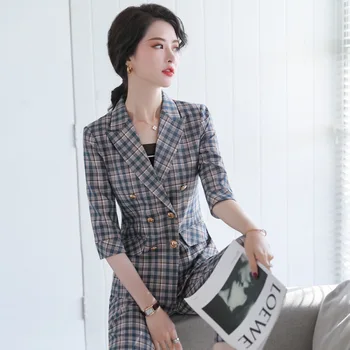 Casual Vintage Women Two Pieces Plaid Sets Double Breasted Blazer Pants Office Ladies Jacket Coats 2020 Spring Big Size
Casual Vintage Women Two Pieces Plaid Sets Double Breasted Blazer Pants Office Ladies Jacket Coats 2020 Spring Big Size