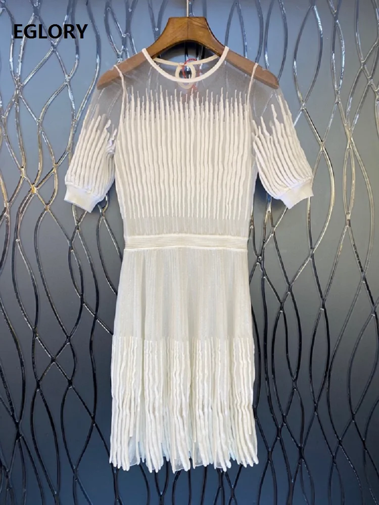 High Quality Sweater Dress 2021 Summer Style Women Sexy Tulle Mesh Patchwork Short Sleeve Casual White Knitted Dress Pullover
High Quality Sweater Dress 2021 Summer Style Women Sexy Tulle Mesh Patchwork Short Sleeve Casual White Knitted Dress Pullover