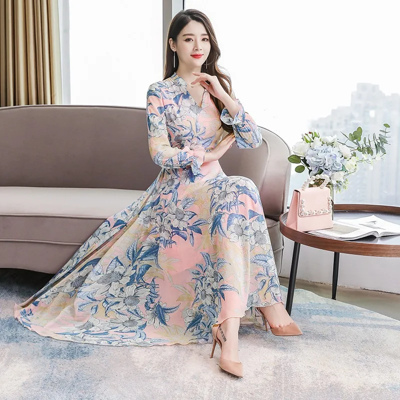 2019 Chiffon Long-sleeved Dress Women's Autumn 2019 Popular New Style Summer High-End Slimming Immortal Printed Skirt
2019 Chiffon Long-sleeved Dress Women's Autumn 2019 Popular New Style Summer High-End Slimming Immortal Printed Skirt