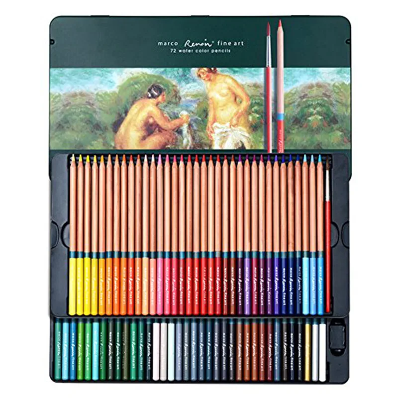 

MARCO Renoir 3120 Water Soluble Colored Pencil Students Fine Art Design 72-Color Watercolor Pens Iron Box