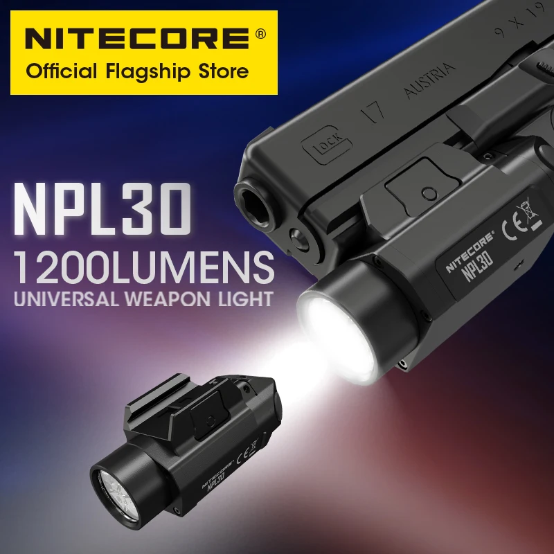 NITECORE NPL30 Weapon Light Tactical Gun Lamp 1200 Lumens LED Army Flashlight for Pistol Airsoft Picatinny Rail GR123A Battery | Лампы и
